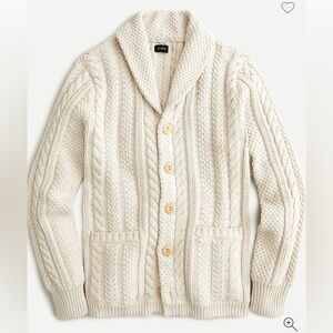 J. Crew Shawl-collar cotton cable-knit cardigan